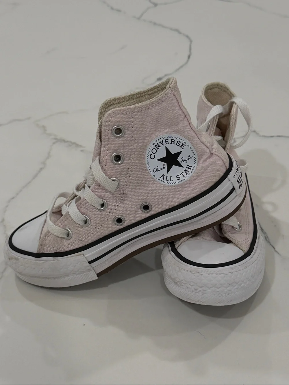 Converse High Top Sneakers in Pale Pink and White